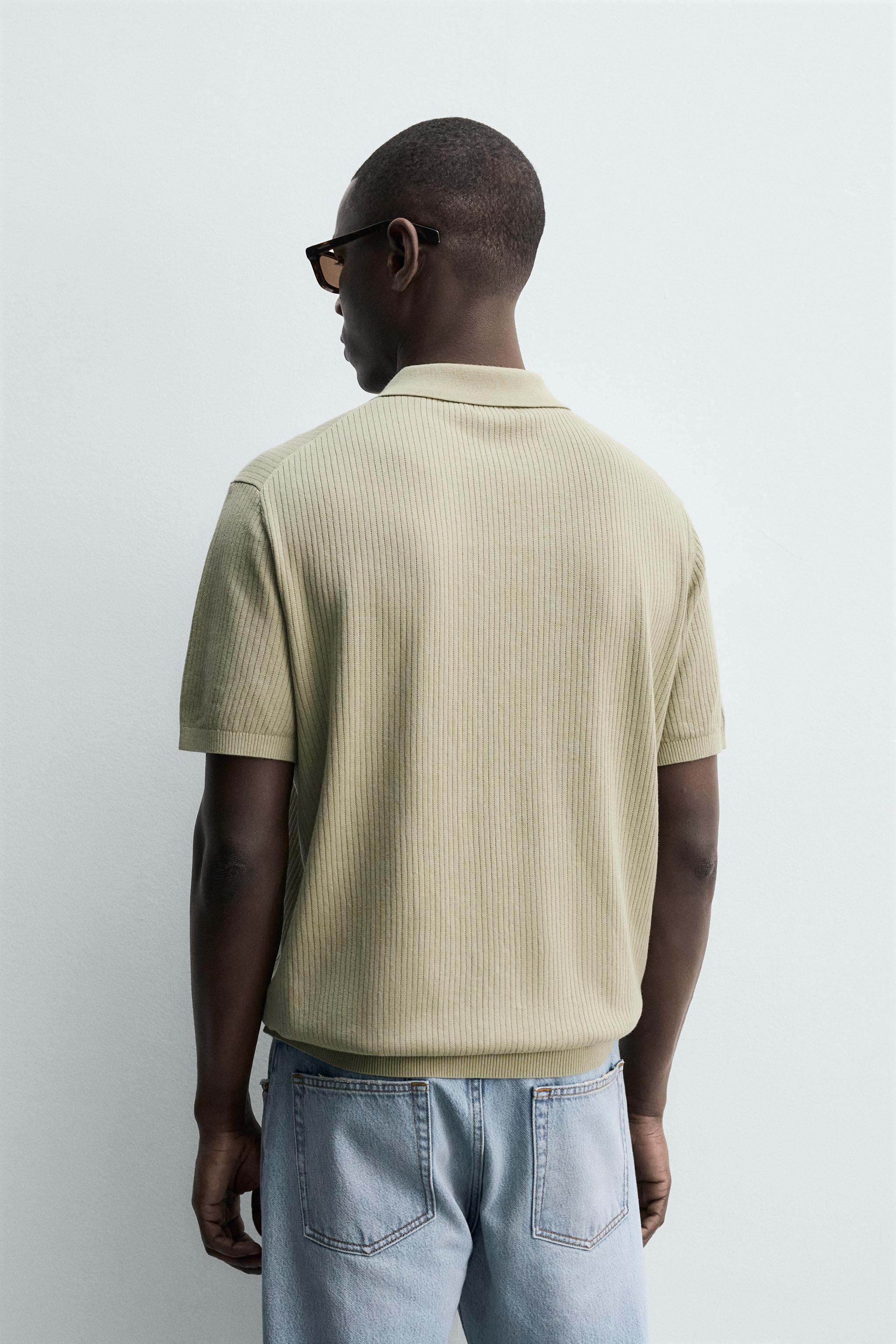 RIBBED KNIT POLO SHIRT